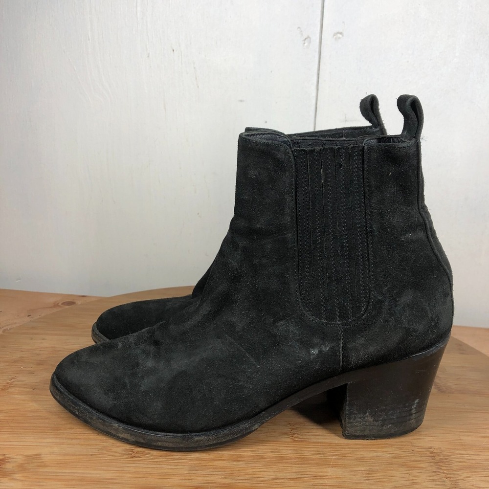 M Gemi Womens size 38 Shoes Black Suede Chelsea Block Heel Classic boots